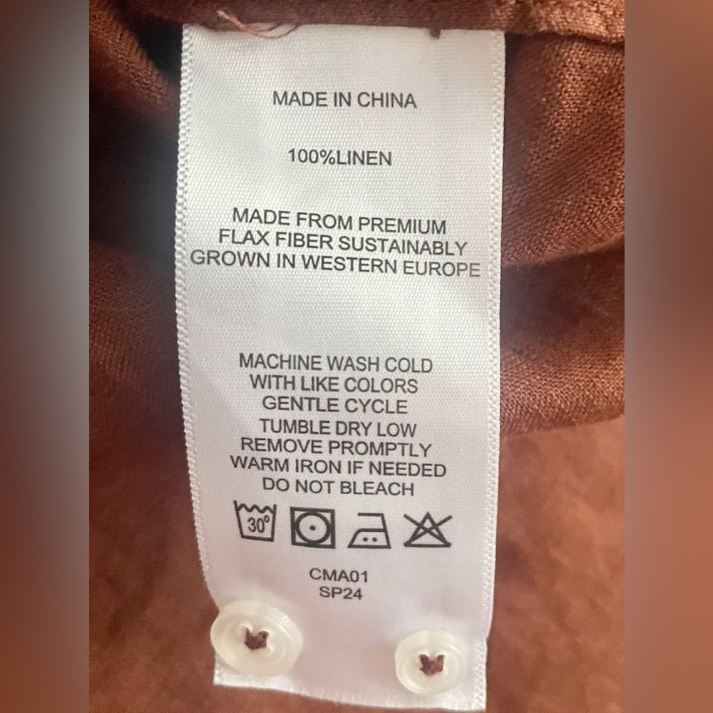 Quince Brown Linen Button Down Shirt - Picture 6 of 8